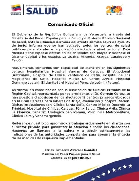 Ministerio de Salud activó red asistencial del sector público y 12 clínicas privadas para atender a afectados por sismos