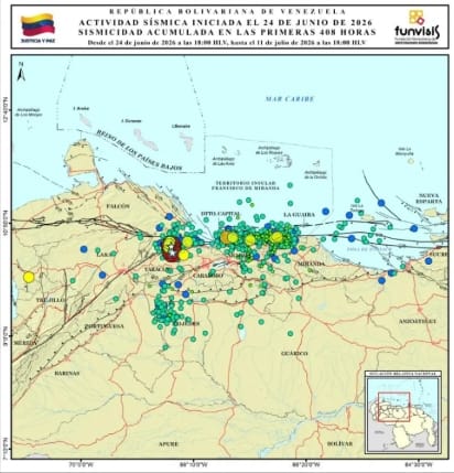 Funvisis registra 1.204 eventos sísmicos en el país tras 408 horas desde el 24 de junio