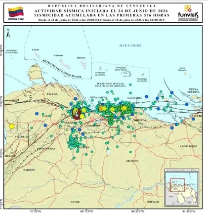 Funvisis indica un total de 1.368 sismos acumulados hasta el 19 de julio de 2026