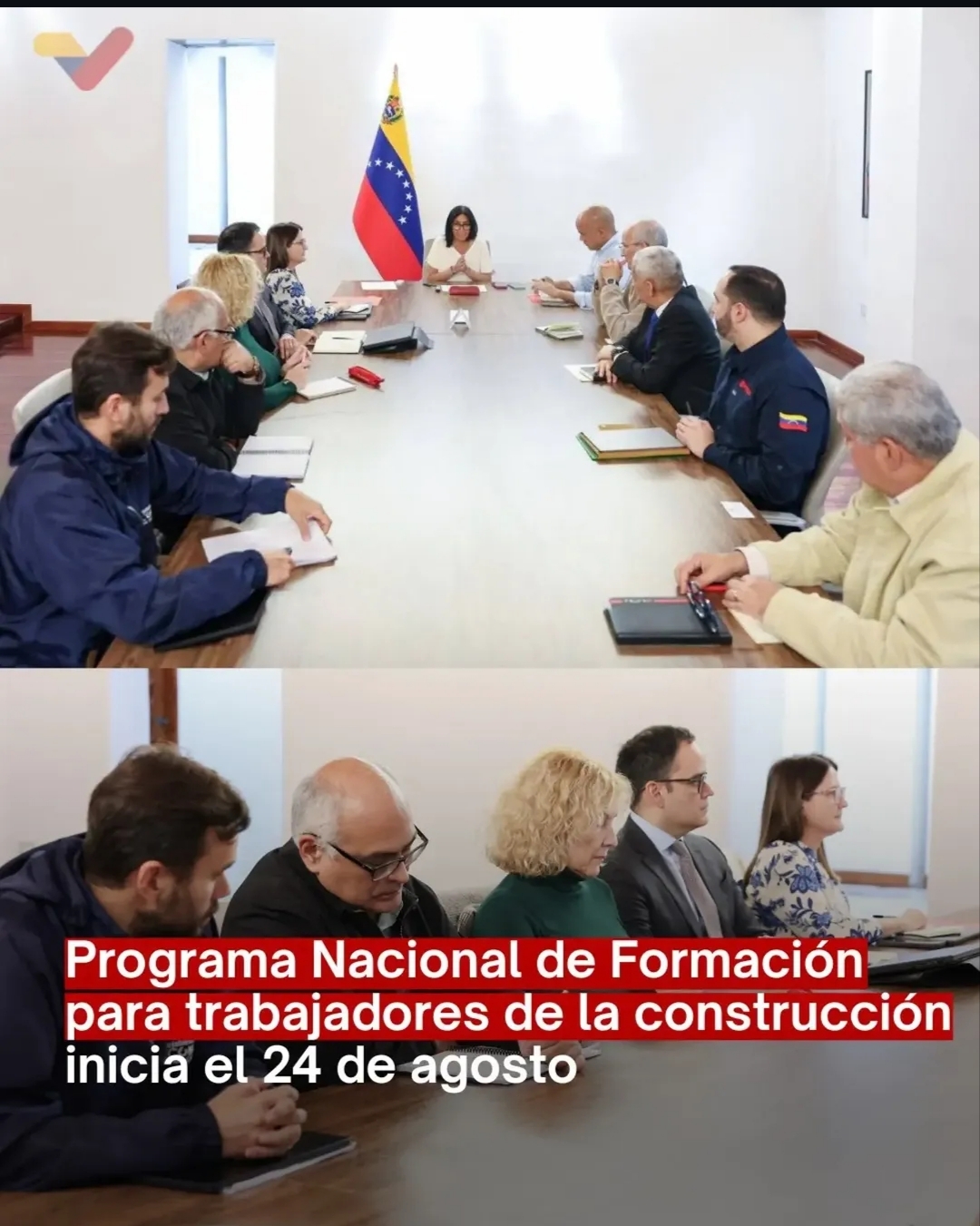 Presidenta (E) Delcy Rodríguez anuncia la creación del Programa Nacional de Formación de Trabajadores de la Construcción a través del Sistema Patria e Inces