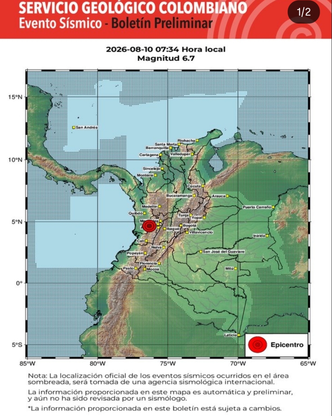 Se sintió en Cabimas. Tembló en Colombia