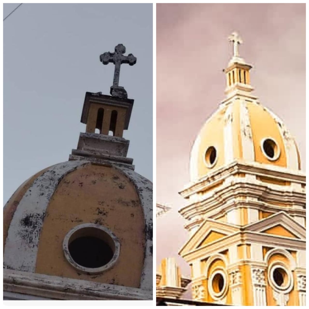 Sin daños mayores. Torre de la Catedral de Cabimas recibió impacto por un rayo durante las lluvias de este martes 18 agosto.