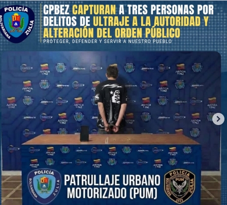 Cpbez capturan a tres personas por delitos de ultraje a la autoridad y alteración del orden público