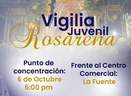 Este martes 6 de octubre vigila pastoral por la Virgen del Rosario